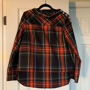 J. Crew funnel neck plaid shirt